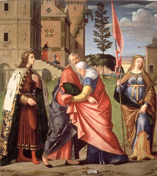 The Meeting at the Golden Gate with Saints, 1515 (oil on panel)