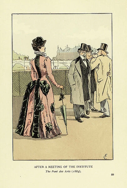 After a meeting of the Institute. The Pont des Arts in 1884, 1898 (litho)