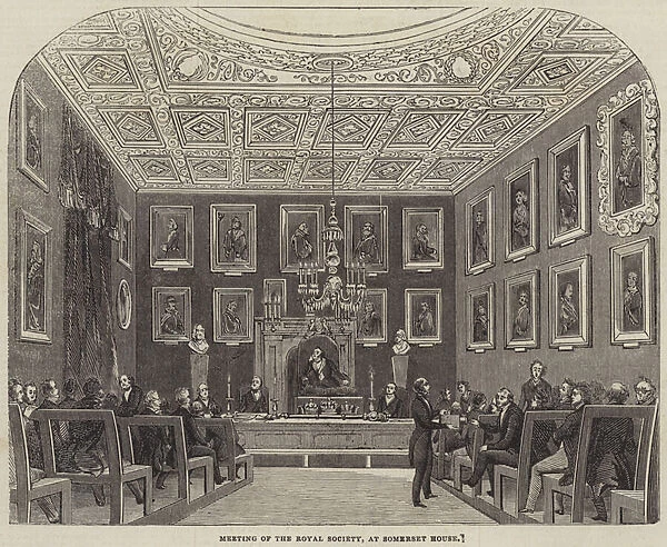 Meeting of the Royal Society, at Somerset House (engraving)