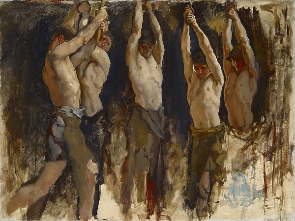 Men at an Anvil, study for The Spirit of Vulcan, c. 1904-8 (oil on canvas)