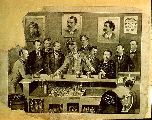 Men at a bar (litho)