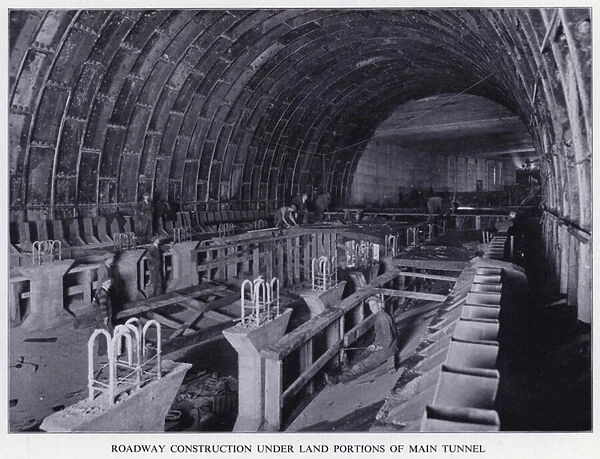 Mersey Tunnel: Roadway Construction under Land Portions of Main Tunnel (b  /  w photo)