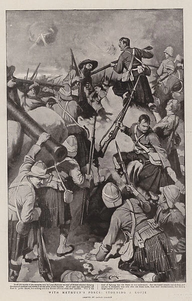 With Methuens Force, storming a Kopje (litho)