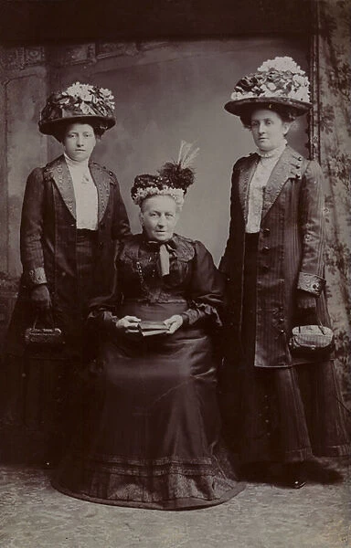 Three middle class women in their finery (b  /  w photo)