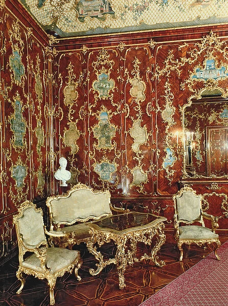 The Millionen Room panelled with fig wood inlaid with Persian miniatures