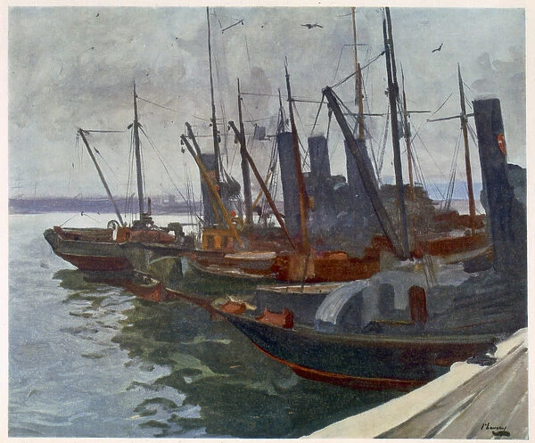 Minesweepers in Harbour, from British Artists at the Front