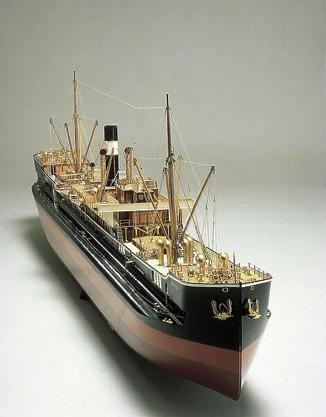 Model of the cargo ship 'Nonsuch' (1906), c.1906 (wood, cotton, copper, gold and paint)