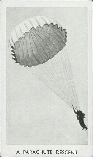 Modern armaments, 1938: A parachute descent (b / w photo)