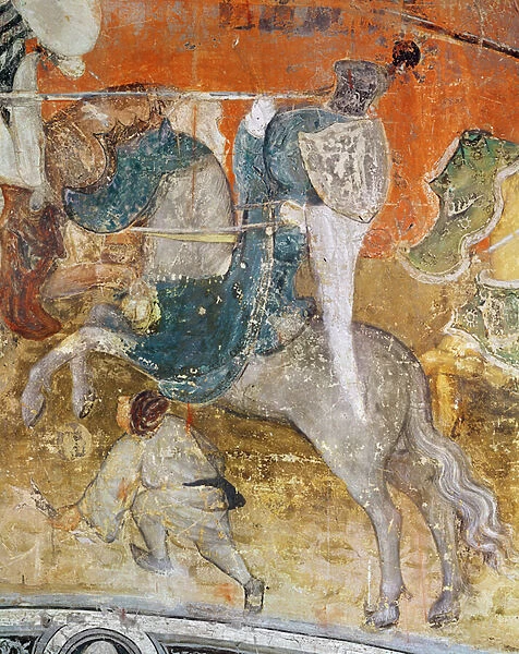 The Month of February, detail of a knight at a tournament, c. 1400 (fresco)