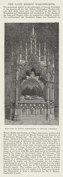 Monument of Bishop Wordsworth in Lincoln Cathedral (engraving)