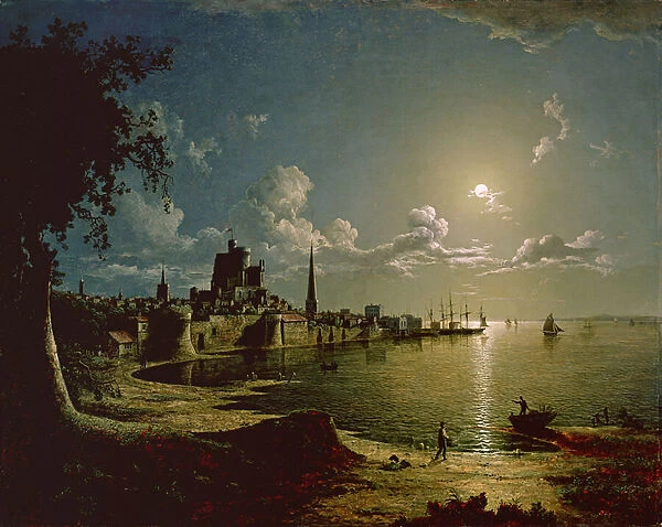 Moonlight Scene, Southampton, 1820 (oil on canvas)