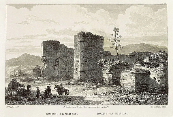 Morocco (19th c.). Ruins of Tingis. Etching. SPAIN. CATALONIA. Barcelona. Biblioteca de Catalunya (National Library of Catalonia)