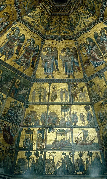 Mosaic on the domed ceiling of St Johns Baptistry, Florence (mosaic)