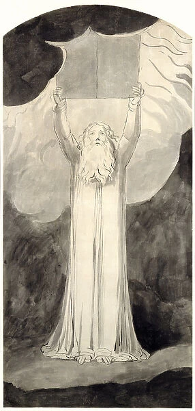 Moses Receiving the Law, c. 1780 (brush and black ink over graphite on paper)