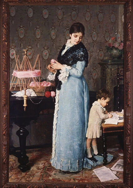 The Mother - oil on canvas, 19th century