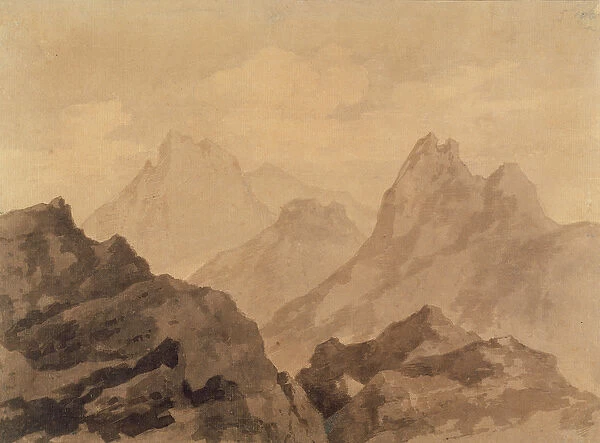 Mountain Tops (A Mountain Study), c. 1780 (graphite with brown and grey wash on paper)