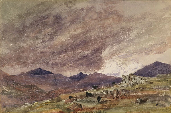 Mountainous Landscape with Stormy Sky (w  /  c on paper)