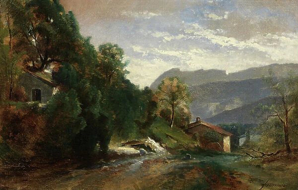 Mountainous Landscape at Voreppe, Dauphine (oil on canvas)