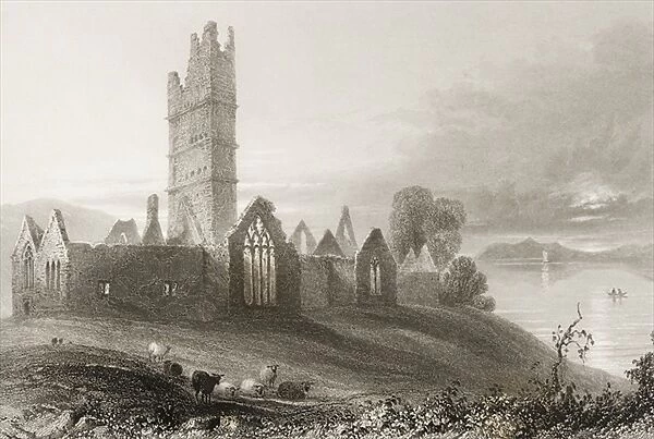 Moyne Abbey, County Mayo, Ireland, from Scenery and Antiquities of Ireland