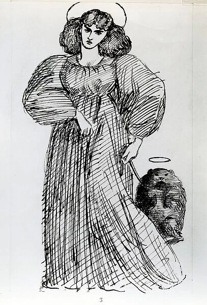 Mrs. Morris and the Wombat, 1869 (pen & ink on paper)