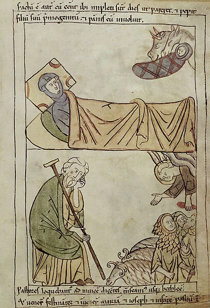 Ms 108 fol. 168 The Nativity, from a Bible (vellum)