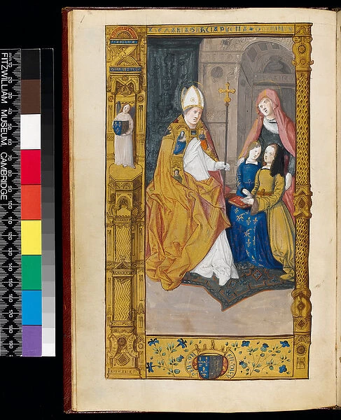 Ms 159, fol 2v Anne of Brittany presented to St Claude, from