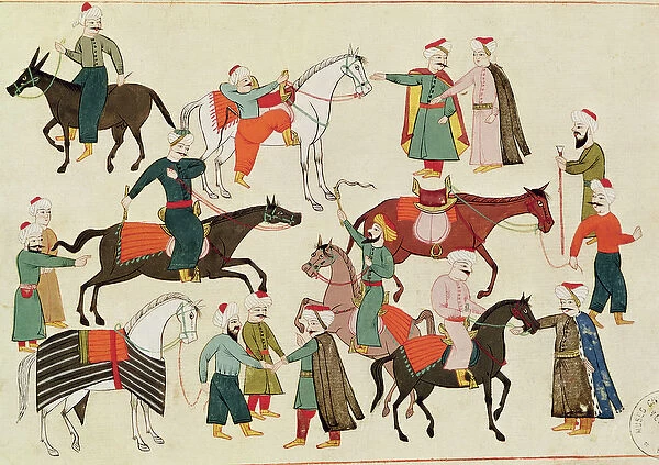 Ms 1671 A Horse Market, c. 1580 (gouache on paper)