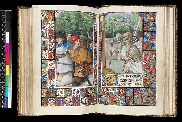 MS 92 f. 132v-133r, Office of the Dead, Matins, The Three Living and the Three Dead