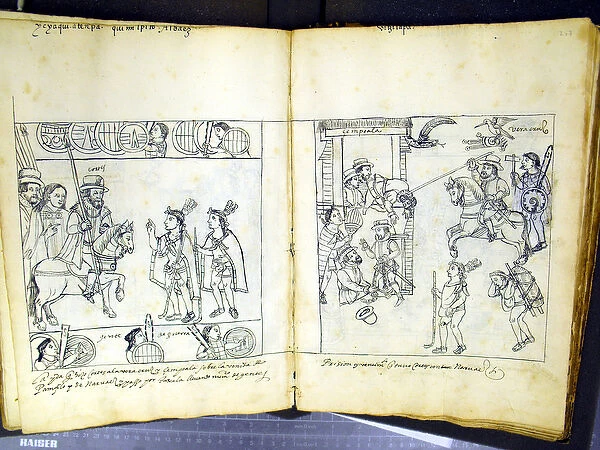 Ms Hunter 242 f. 257v and f. 258r, from Historia de Tlaxcala