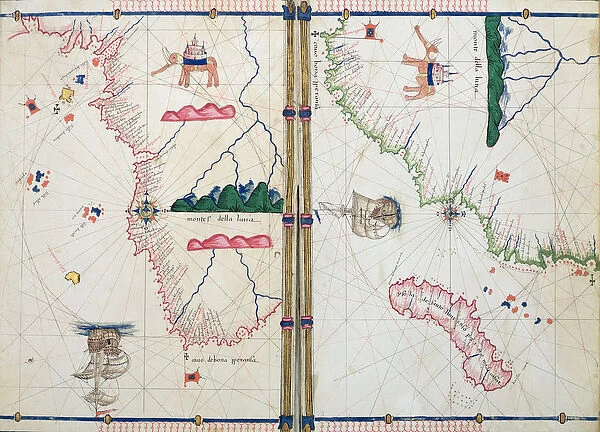 Ms Ital 550. 0. 3. 15 fol. 4v-5r Map of Africa and the Cape of Good Hope, from the Carte