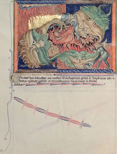 Ms L. A. 139-Lisboa fol. 71 The jaws of Hell swallowing the red dragon