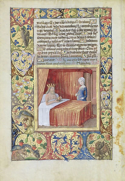 Ms Lat. Q. v. I. 126 f. 37v A king lying in bed, from the Book of Hours of Louis d