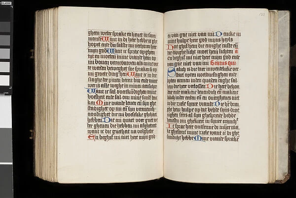 MS McClean 92, f. 132v - f. 133r, from the Book of Hours, c. 1470-90 (ink on parchment)