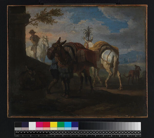 Mules halting by the wayside, before 1720 (oil on canvas)