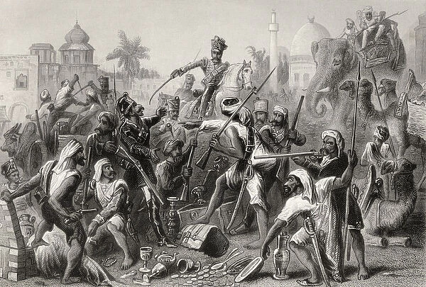 Mutinous Sepoys dividing spoils, from The History of the Indian Mutiny