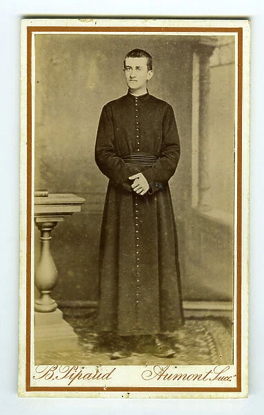Nantes, Loire-Atlantique (44), Pays de la Loire, France, Pritre posing in office and in priestly dress, 1895