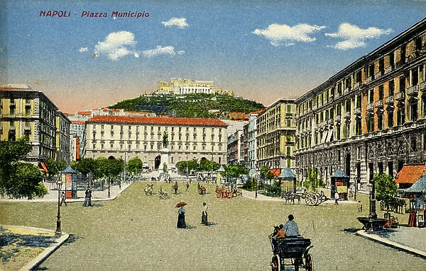 Naples Piazza Municipio, early 20th century (postcard)