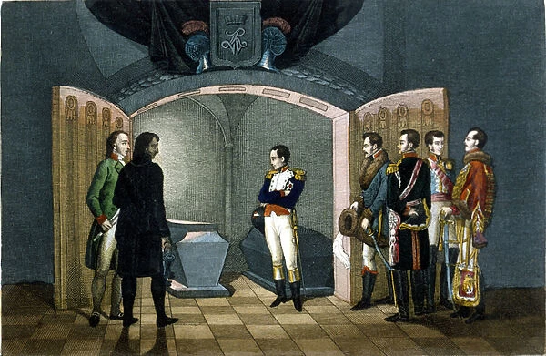 Napoleon Bonaparte in front of the tomb of Frederick II of Prussia