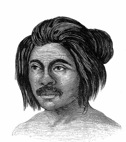Native indian from California, 1861 (engraving)