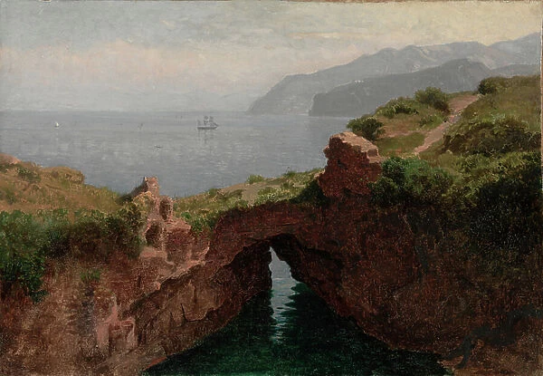 Natural Arch, Capri, 1856 (oil on paper mounted on canvas)