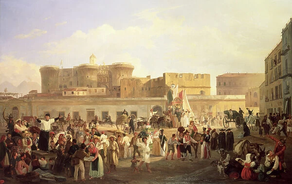 Neapolitan Folk Life at the Largo di Castello, c. 1850 (oil on canvas)