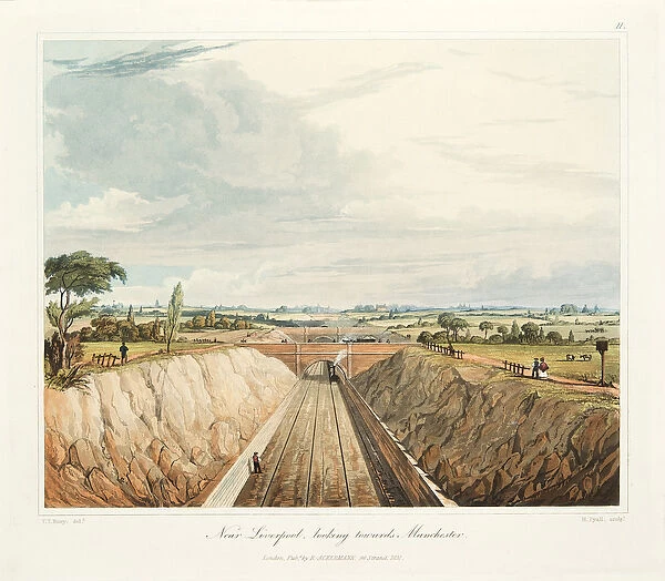 Near Liverpool, looking towards Manchester, published 1831 (hand coloured engraving)