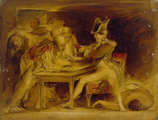 Nelson sealing the Copenhagen letter, c. 1835 (oil on panel, mounted as a drawing)