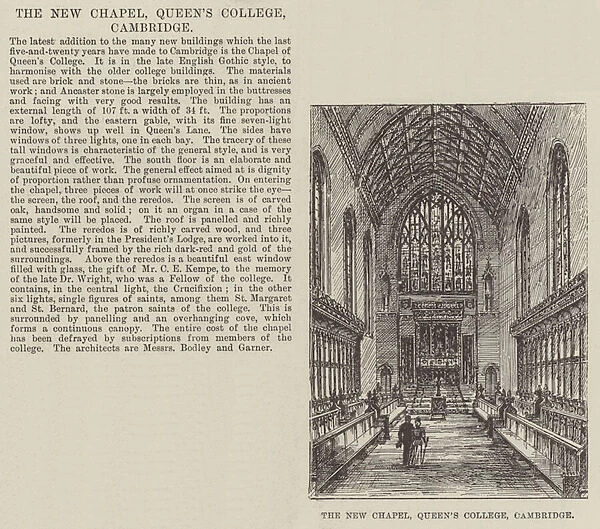 The New Chapel, Queens College, Cambridge (engraving)