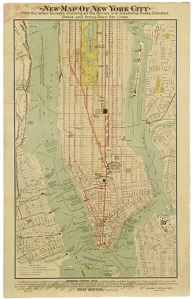 New map of New York City from the latest surveys showing all the ferries