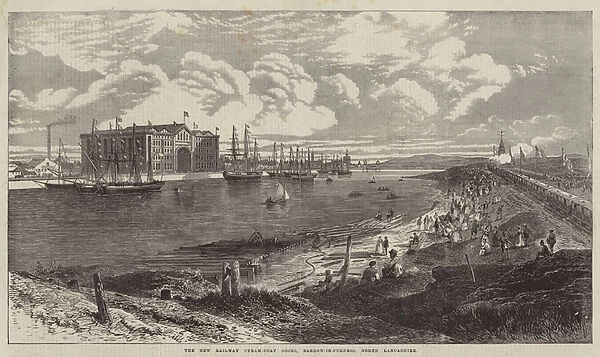 The New Railway Steam-Boat Docks, Barrow-in-Furness, North Lancashire (engraving)