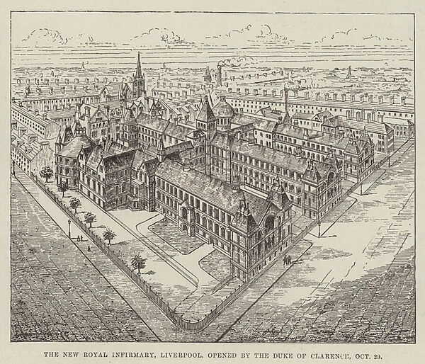 The New Royal Infirmary, Liverpool, opened by the Duke of Clarence, 29 October (engraving)