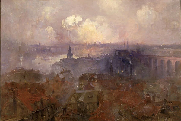 Newcastle upon Tyne from the East, 1898 (oil on canvas)