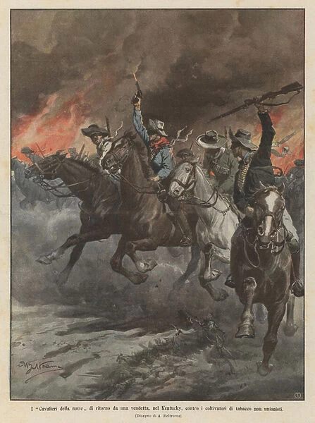 The Night Knights returning from a vengeance, in Kentucky, against non-unionist tobacco growers (colour litho)