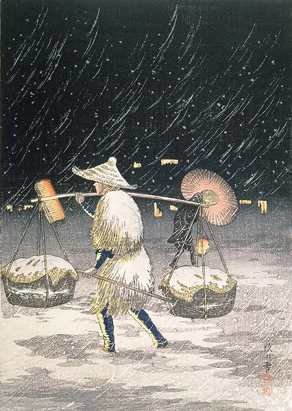 Night Snow, c. 1930s (colour woodblock print)